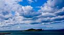 Blue skies clouds islands landscapes nature wallpaper