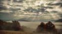 Clouds landscapes nature trees fog mist sunlight bieszczady wallpaper