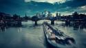 Frankfurt germany barge bridges rivers wallpaper
