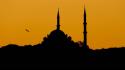 Sunset silhouettes turkey istanbul mosque wallpaper