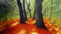 Trees autumn web drawings motion blur wallpaper