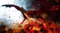Dark dragons fire fantasy art wallpaper