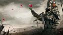 Flowers gas masks soldiers wallpaper