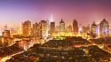 Landscapes cityscapes china urban buildings nocturnal shangai panoramic wallpaper