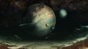 Planets science fiction artwork wallpaper