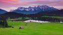 Alps bavaria germany forests grass wallpaper