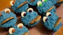 Blue cookies cupcakes cookie monster icing wallpaper