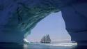 Ice boats icebergs greenland sea wallpaper