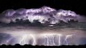 Nocturnal black clouds electric storm landscapes wallpaper