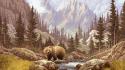 Paintings nature bears wallpaper