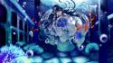 Fish bubbles wedding dresses underwater black hair wallpaper