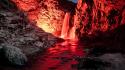 Mountains landscapes red waterfalls wallpaper