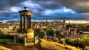 Sunset clouds cityscapes scotland edinburgh monument calton hill wallpaper