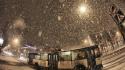 Winter snow cityscapes streets night russia bus roads wallpaper