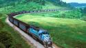 Green landscapes railroads railways trains wallpaper