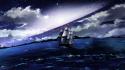 Outer space galaxies ships fantasy art journey sea wallpaper