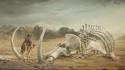 Ancient camels deserts mountains skeletons wallpaper