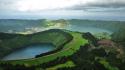 Azores portugal blue clouds crater wallpaper