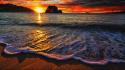 Sunset landscapes nature rocks sea wallpaper