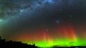 Aurora borealis silhouettes night sky wallpaper
