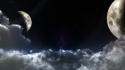 Clouds outer space dark stars moon wallpaper