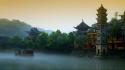 Forests china fog buildings asian architecture bing wallpaper