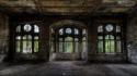 Nature ruins old house windows wallpaper