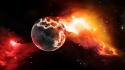 Outer space red stars planets science fiction sci-fi wallpaper