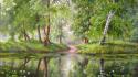 Paintings trees forests rivers wallpaper