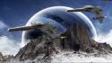 Planets spaceships science fiction sci-fi wallpaper
