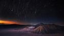Sunset landscapes stars volcanoes night sky wallpaper