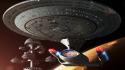 Trek planets spaceships station science fiction sci-fi wallpaper