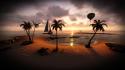 Water sunset palm paradise boats hdr photography lumion wallpaper