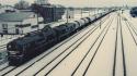 Winter snow trains train stations monochrome locomotives railway wallpaper