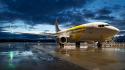 Aircraft airliners clouds runway wallpaper