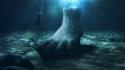 Digital art diver diving feet funny wallpaper