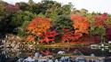 Japan autumn japanese gardens lakes colors maple wallpaper