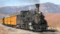 Locomotives mountains trains widescreen wallpaper