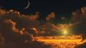 Moon clouds skyscapes sunlight wallpaper