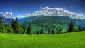 Mountains clouds spring rivers skies wallpaper