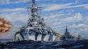 Ocean war military shooting firing battleships wallpaper