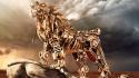 Robots digital art lions mechanical creature wallpaper