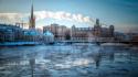 Winter cityscapes sweden stockholm wallpaper