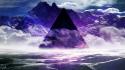 Abstract mountains smoke purple mist geometry december triangles wallpaper