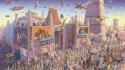 Science fiction artwork coruscant jawas theater at-st wallpaper