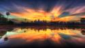 Water clouds landscapes fire lakes bangkok reflections skies wallpaper