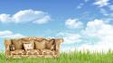 Clouds couch grass skies wallpaper