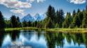 Mountains clouds landscapes nature forests lakes wallpaper