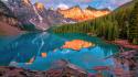 Mountains landscapes nature yellow forests lakes moraine lake wallpaper