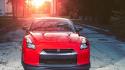 Nissan gtr cars front view r35 red wallpaper